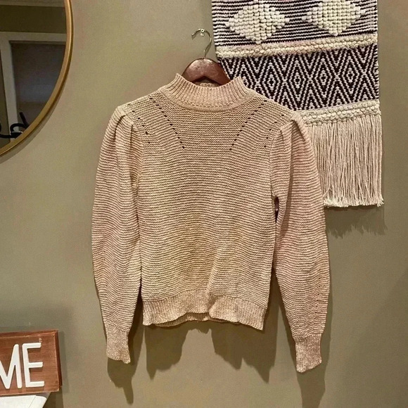 LUSH TAUPE TAN KNOT SWEATER S - Picture 2 of 4